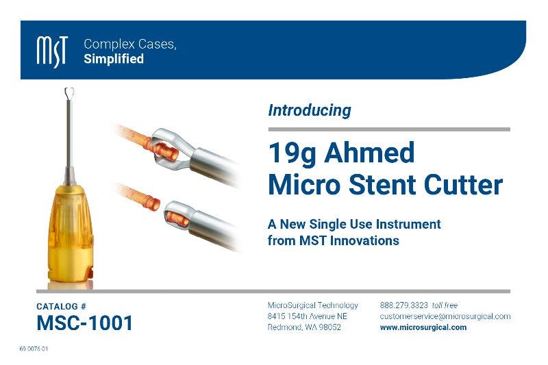 MicroSurgical Technology Releases MST 19-Gauge Ahmed Micro Stent Cutter ...